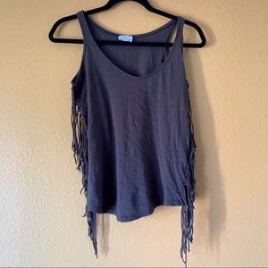 ZARA TRAFALUC Gray Fringe Tank - Small